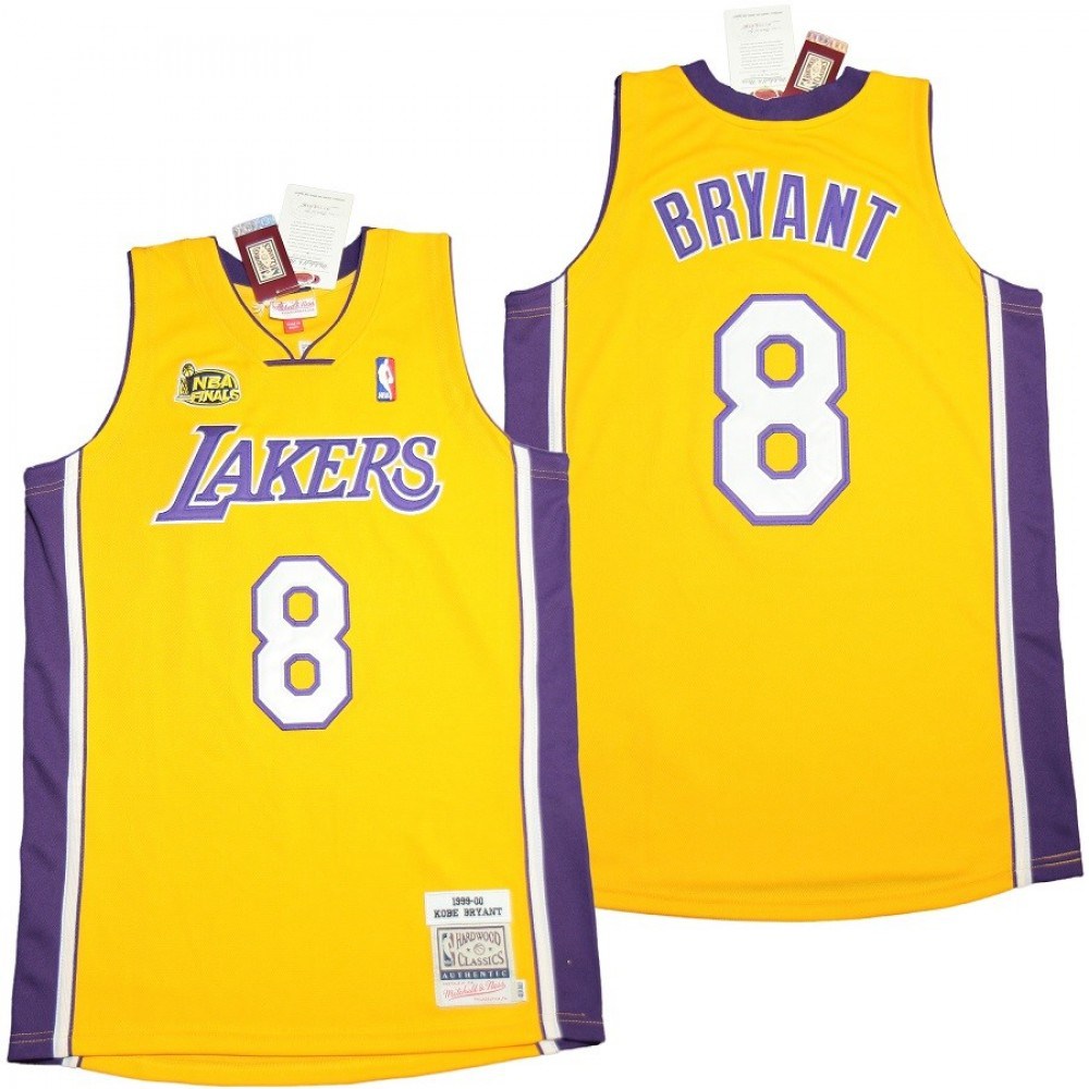 Men's Los Angeles Lakers Home Final Kobe Bryant #8 Throwback Yellow 1999-00 Hardwood Jersey-Pro Kit Vault | Brand New 26/27 Sports Jerseys